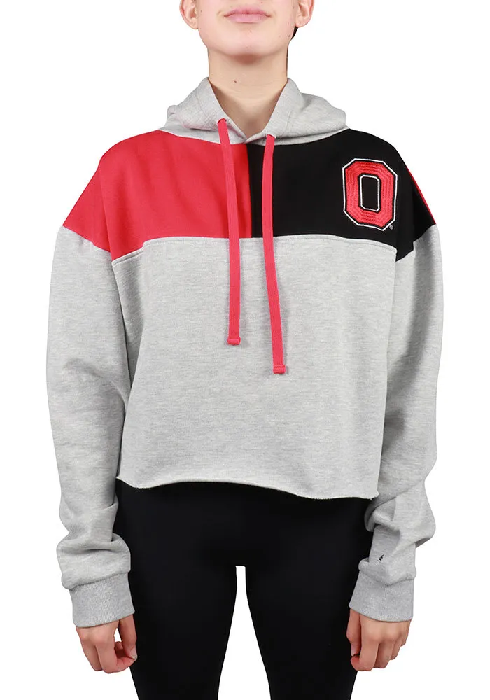 Hype and Vice Ohio State Buckeyes Womens Grey Colorblock Hooded Sweatshirt