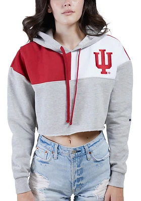 Hype and Vice Indiana Hoosiers Womens Grey Colorblock Hooded Sweatshirt