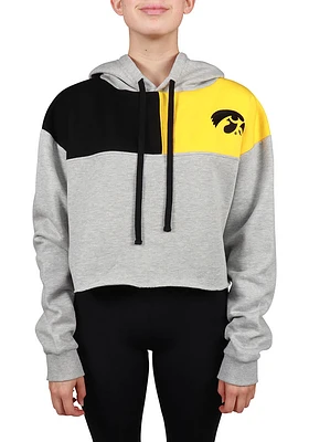 Hype and Vice Iowa Hawkeyes Womens Grey Colorblock Hooded Sweatshirt