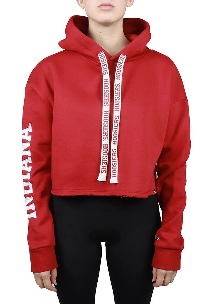 Hype and Vice Indiana Hoosiers Womens Cardinal Cropped Hooded Sweatshirt