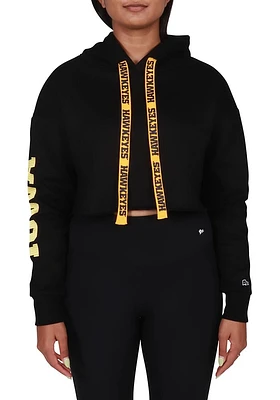 Hype and Vice Iowa Hawkeyes Womens Black Cropped Hooded Sweatshirt
