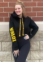 Hype and Vice Iowa Hawkeyes Womens Black Cropped Hooded Sweatshirt