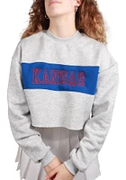 Hype and Vice Kansas Jayhawks Womens Grey Era Cropped Crew Sweatshirt