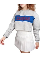 Hype and Vice Kansas Jayhawks Womens Grey Era Cropped Crew Sweatshirt