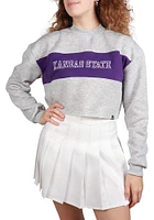 Hype and Vice K-State Wildcats Womens Grey Era Cropped Crew Sweatshirt