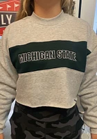 Hype and Vice Michigan State Spartans Womens Grey Era Cropped Crew Sweatshirt