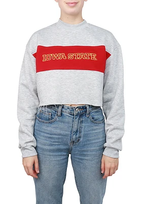 Hype and Vice Iowa State Cyclones Womens Grey Era Cropped Crew Sweatshirt