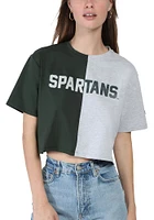 Hype and Vice Michigan State Spartans Womens Green Brandy Short Sleeve T-Shirt