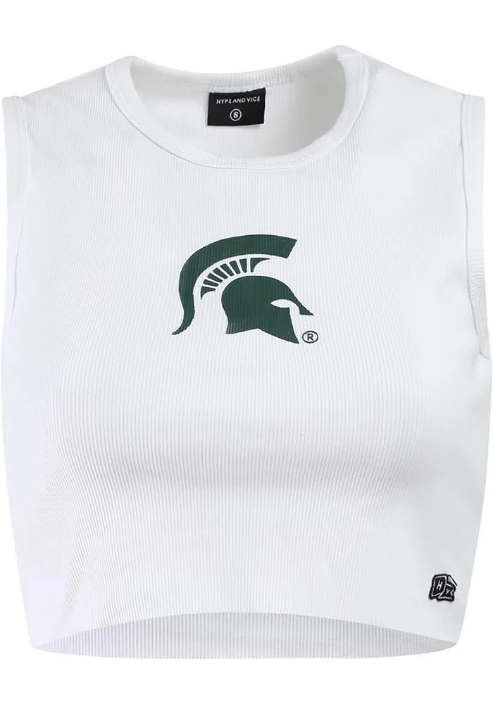 Hype and Vice Michigan State Spartans Womens White Cut Off Tank Top