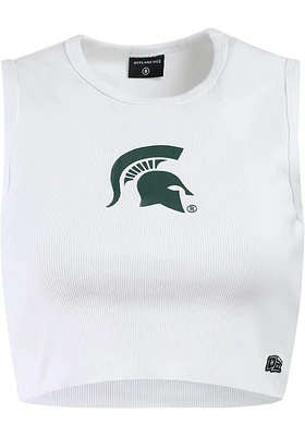 Hype and Vice Michigan State Spartans Womens White Cut Off Tank Top