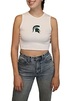 Hype and Vice Michigan State Spartans Womens White Cut Off Tank Top