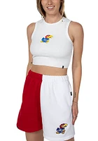 Hype and Vice Kansas Jayhawks Womens White Cut Off Tank Top