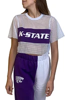 K-State Wildcats Womens Hype and Vice Cropped Mesh Fashion Football Jersey - White