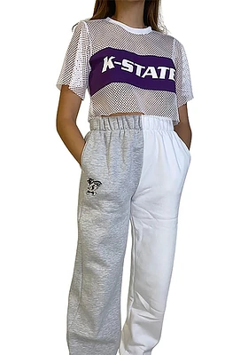 Hype and Vice K-State Wildcats Womens Willie Colorblock White Sweatpants