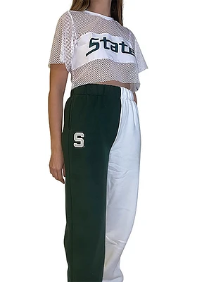 Hype and Vice Michigan State Spartans Womens Two Tone Colorblock Sweatpants