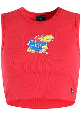 Hype and Vice Kansas Jayhawks Womens Red Cut Off Crop Tank Top