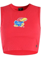 Hype and Vice Kansas Jayhawks Womens Red Cut Off Crop Tank Top