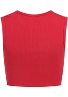 Hype and Vice Kansas Jayhawks Womens Red Cut Off Crop Tank Top