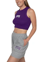 Hype and Vice TCU Horned Frogs Womens Purple Cut Off Crop Tank Top