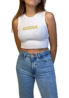 Hype and Vice Michigan Wolverines Womens White Cropped Cut Off Tank Top