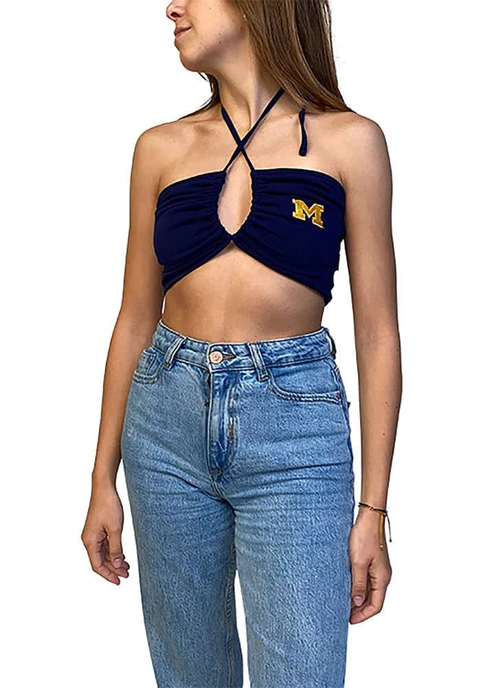 Hype and Vice Michigan Wolverines Womens Blue Slam Dunk Cropped Tank Top