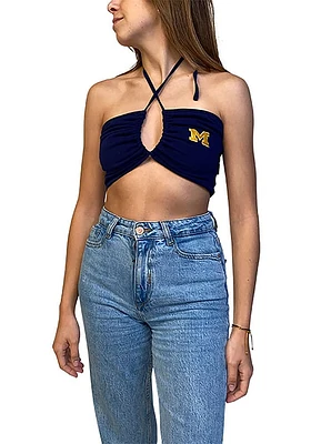 Hype and Vice Michigan Wolverines Womens Blue Slam Dunk Cropped Tank Top