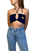 Hype and Vice Michigan Wolverines Womens Blue Slam Dunk Cropped Tank Top