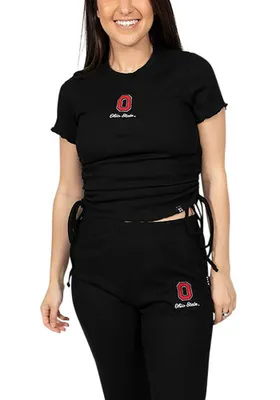 Hype and Vice Ohio State Buckeyes Womens Rivington Ribbed Black Sweatpants