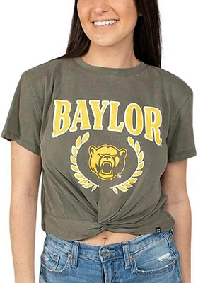Hype and Vice Baylor Bears Womens Olive Checkmate Short Sleeve T-Shirt