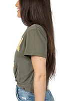 Hype and Vice Baylor Bears Womens Olive Checkmate Short Sleeve T-Shirt