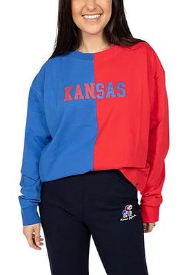 Hype and Vice Kansas Jayhawks Womens Navy Blue Quarterback LS Tee