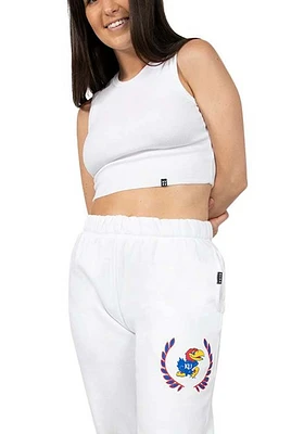 Hype and Vice Kansas Jayhawks Womens Boyfriend White Sweatpants