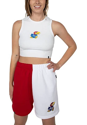 Hype and Vice Kansas Jayhawks Womens White Bicolor Shorts
