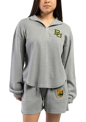 Hype and Vice Baylor Bears Womens Grey Grand Slam Qtr Zip