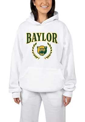 Hype and Vice Baylor Bears Womens White Boyfriend Hooded Sweatshirt