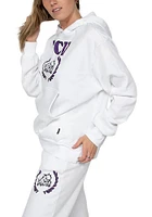 Hype and Vice TCU Horned Frogs Womens White Boyfriend Hooded Sweatshirt