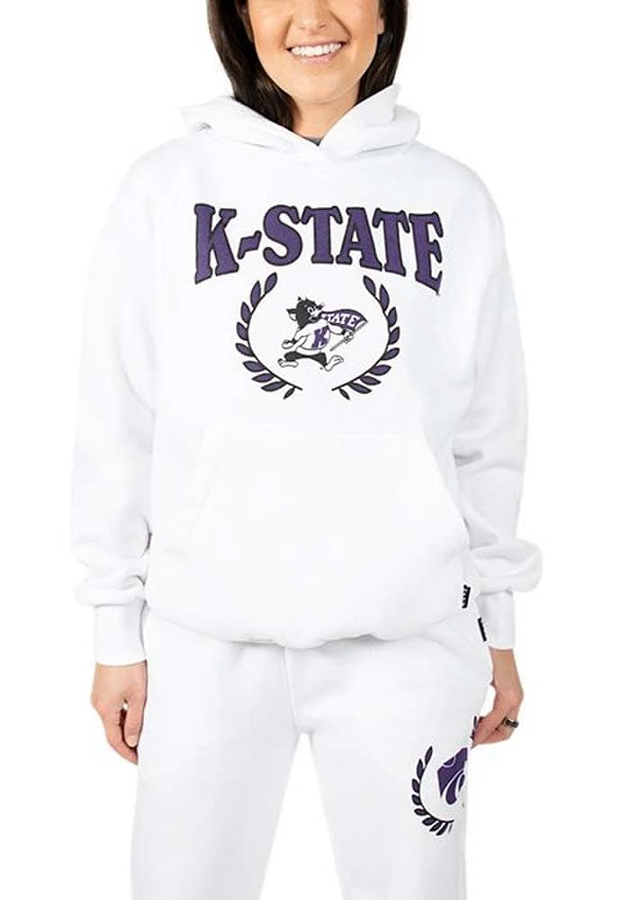 Hype and Vice K-State Wildcats Womens White Boyfriend Hooded Sweatshirt
