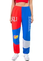 Hype and Vice Kansas Jayhawks Womens Patchwork Blue Sweatpants