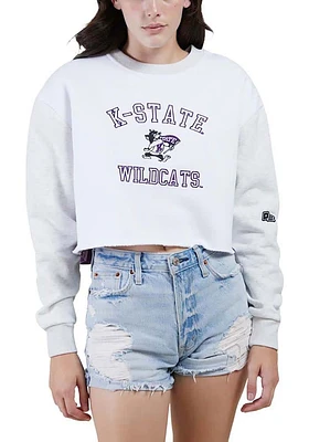 Hype and Vice K-State Wildcats Womens White Rookie Patchwork Logo Crew Sweatshirt