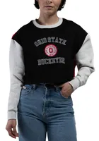 Hype and Vice Ohio State Buckeyes Womens Black Rookie Patchwork Crew Sweatshirt