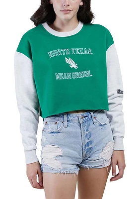 Hype and Vice North Texas Mean Green Womens Kelly Rookie Patchwork Crew Sweatshirt