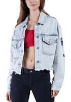 Hype and Vice Kansas Jayhawks Womens Blue Denim Jean Light Weight Jacket