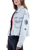 Hype and Vice Kansas Jayhawks Womens Blue Denim Jean Light Weight Jacket