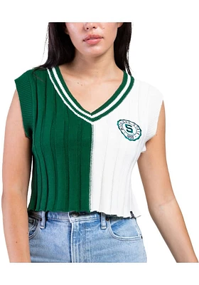 Hype and Vice Michigan State Spartans Womens Green Chloe Colorblock Knit Vest Tank Top