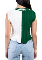 Hype and Vice Michigan State Spartans Womens Green Chloe Colorblock Knit Vest Tank Top