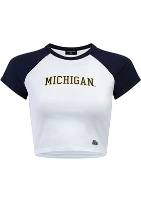 Hype and Vice Michigan Wolverines Womens White Homerun Short Sleeve T-Shirt