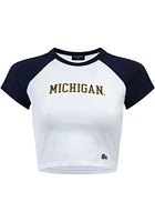 Hype and Vice Michigan Wolverines Womens White Homerun Short Sleeve T-Shirt