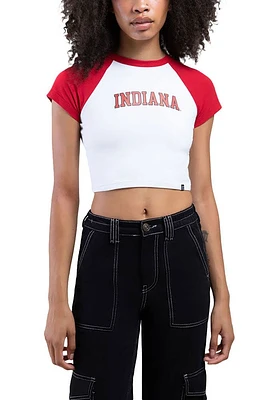 Hype and Vice Indiana Hoosiers Womens Cardinal Homerun Short Sleeve T-Shirt
