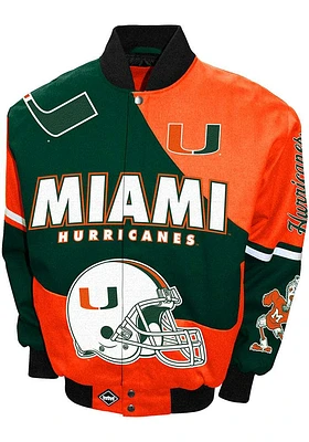 Miami Hurricanes Mens Green Rusher Twill Medium Weight Jacket