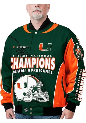 Miami Hurricanes Mens Green Commemorative Twill Medium Weight Jacket